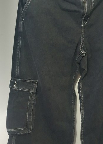 Siyah Baskılı Bol Kesim Kadın Kot Pantolon - Görsel 5