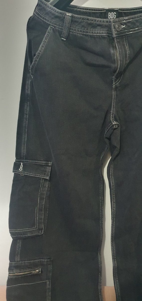 Siyah Baskılı Bol Kesim Kadın Kot Pantolon - Görsel 5