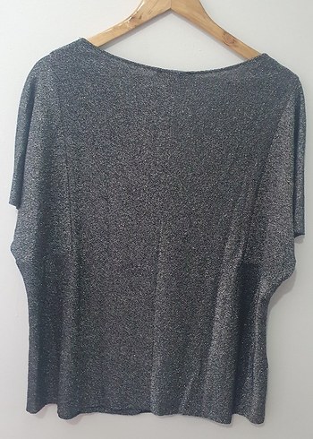 Gri Simli Salaş  Bluzu Kısa Yarasa Kollu - Görsel 4