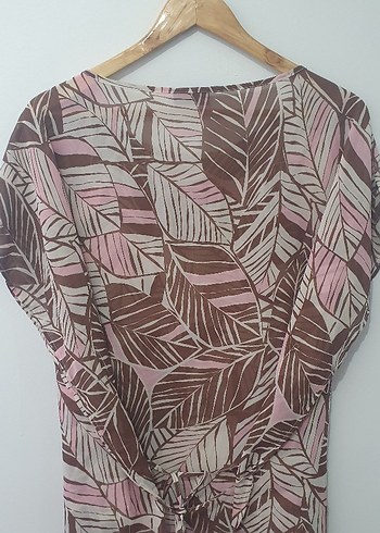 Bohem Yaprak Desenli V Yakalı Kadın Bluz - Görsel 3