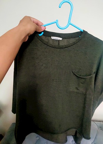 Gri Keten Hamile Tişörtü, Uzun Kollu, Salaş - Görsel 4