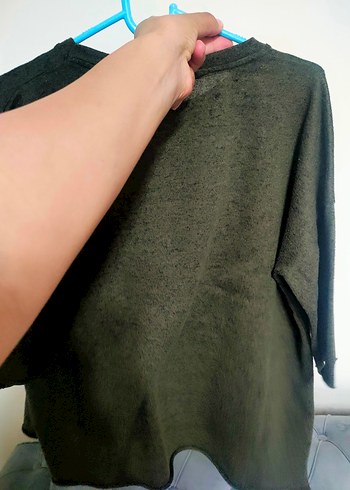 Gri Keten Hamile Tişörtü, Uzun Kollu, Salaş - Görsel 3