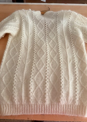 Düğmeli Beyaz Sıfır Vintage Örgü Hırka - Görsel 6