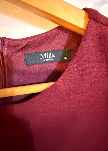 Bordo V Yakalı Kolsuz Midi Elbise - Görsel 4