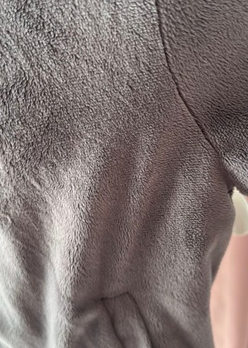 Gri Kadın Peluş Çift taraflı Midi Ceket Mont - Görsel 4