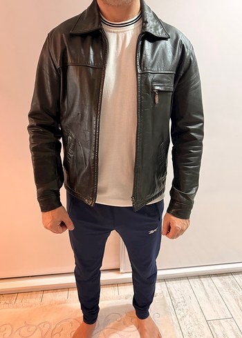 Siyah Deri Erkek Ceket - Görsel 2