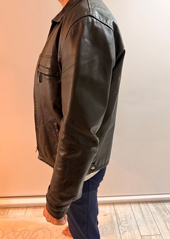 Siyah Deri Erkek Ceket - Görsel 5