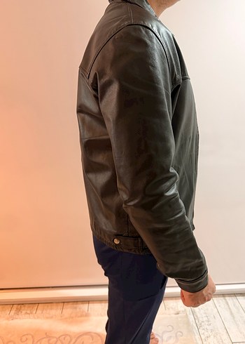Siyah Deri Erkek Ceket - Görsel 3