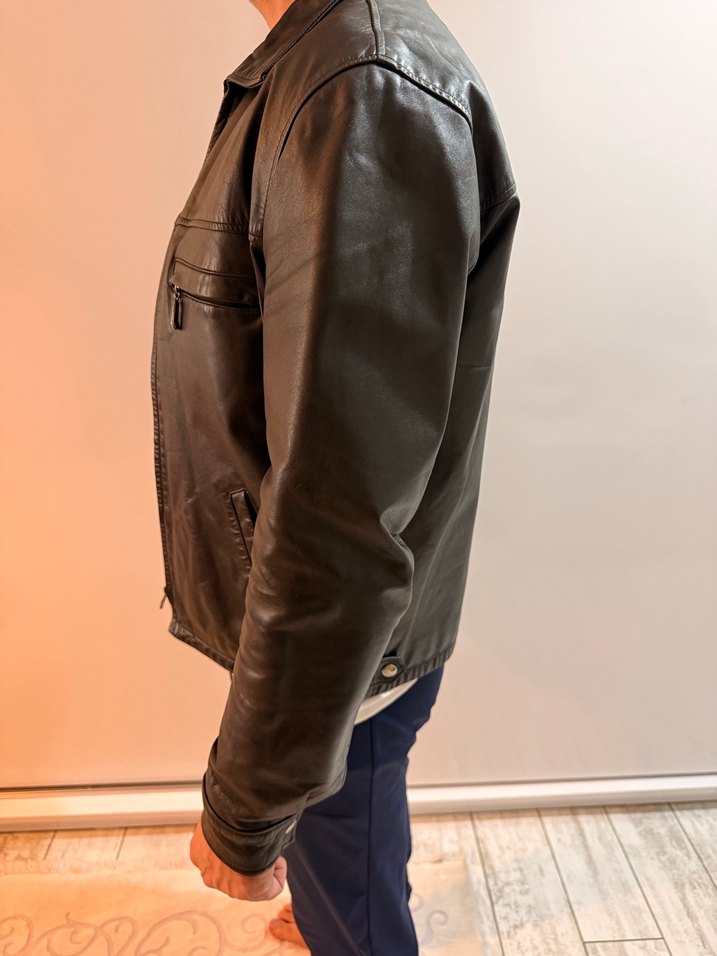 Siyah Deri Erkek Ceket - Görsel 5