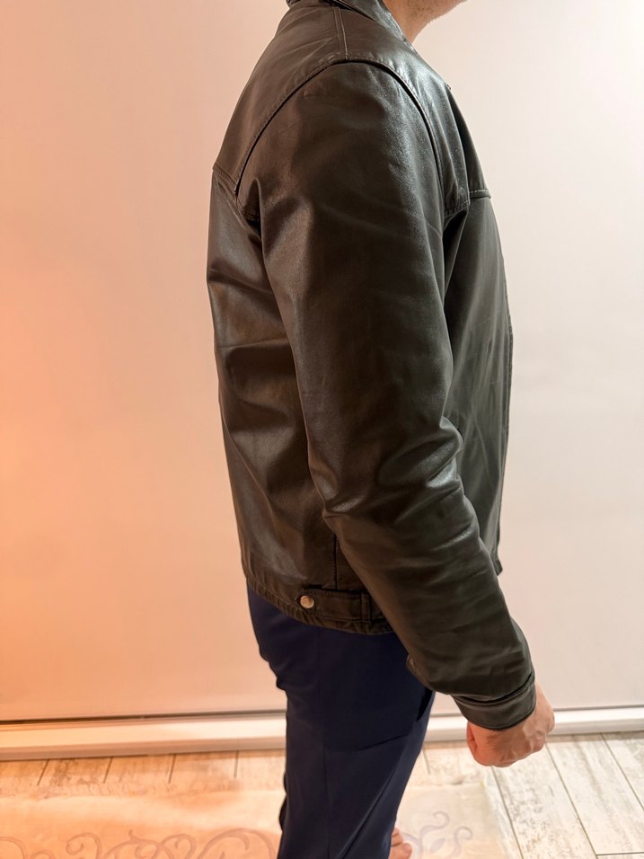 Siyah Deri Erkek Ceket - Görsel 3