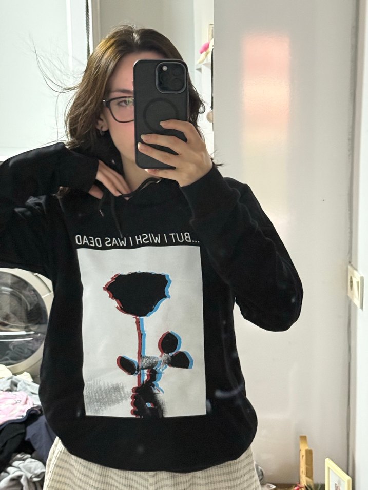 Siyah Baskılı Kadın Sweatshirt - Görsel 2