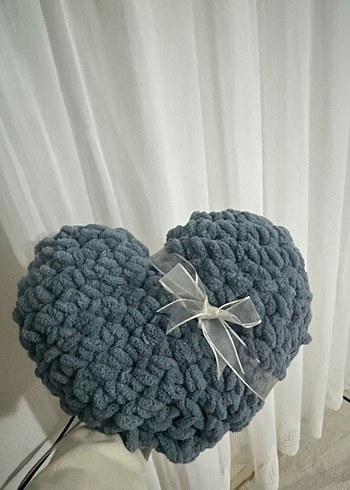 Pastel Renkli Örgü Kalp Şekilli Çocuk Yastığı puffy yastık - Görsel 2