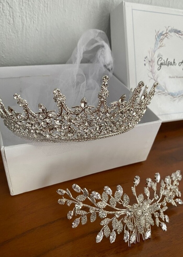 Gülşah Aydın marka gelinlik taç ve tokası - Görsel 2