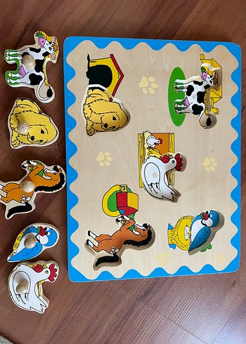 Diğer Renkli Ahşap Hayvan Figürlü Çocuk Yapbozu