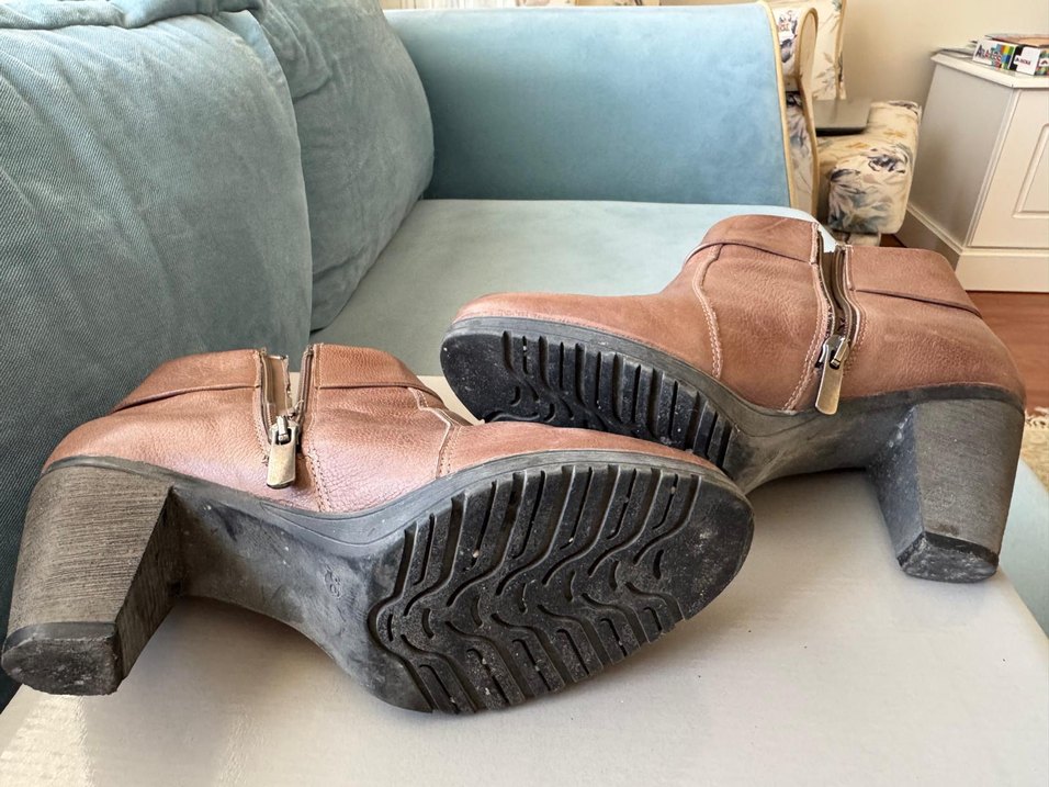 Taba rengi Deri Kadın Dolgu Topuk Bot - Görsel 3