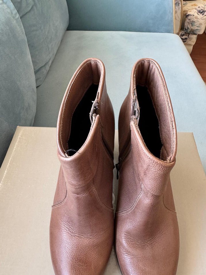 Taba rengi Deri Kadın Dolgu Topuk Bot - Görsel 5