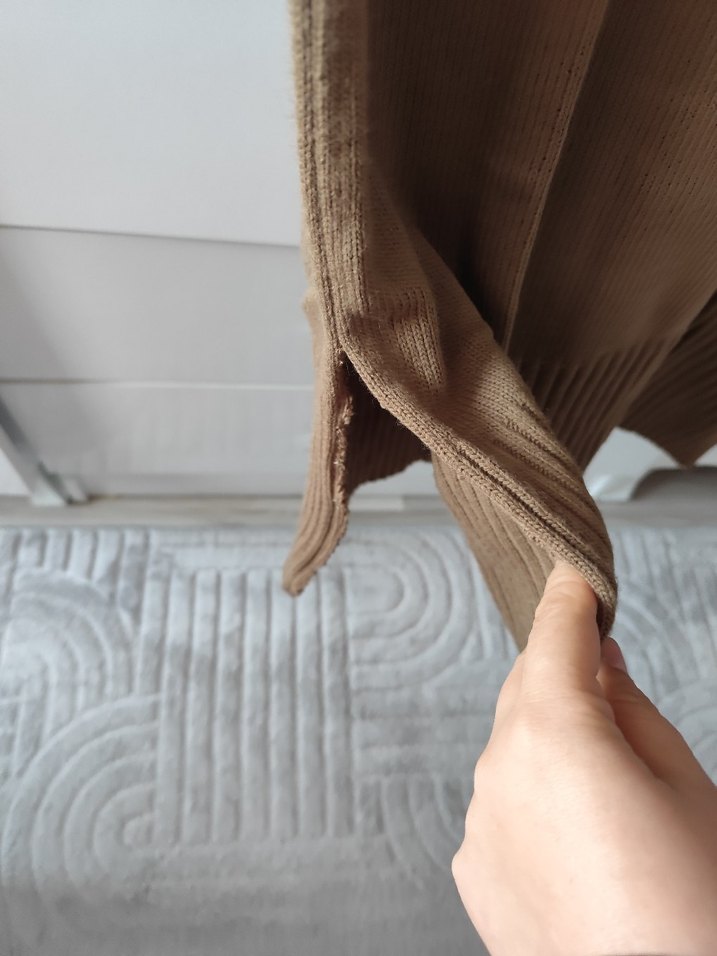 Bej Uzun Kollu Triko Kadın Kazak - Görsel 3