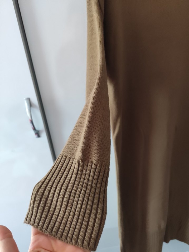 Bej Uzun Kollu Triko Kadın Kazak - Görsel 2