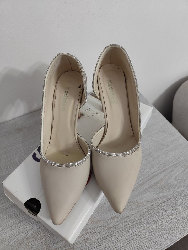 Bej Modern Klasik Yüksek Topuklu Kadın Ayakkabı - Görsel 3