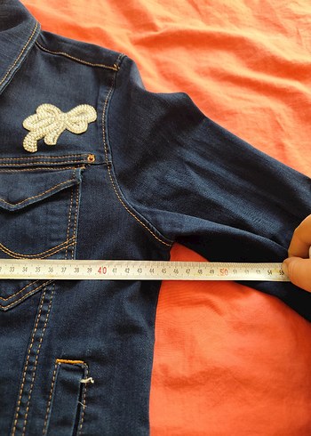 Nakışlı Mavi Kadın Denim Ceket - Görsel 4