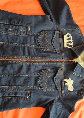 Nakışlı Mavi Kadın Denim Ceket - Görsel 6