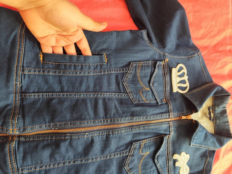 Nakışlı Mavi Kadın Denim Ceket - Görsel 2