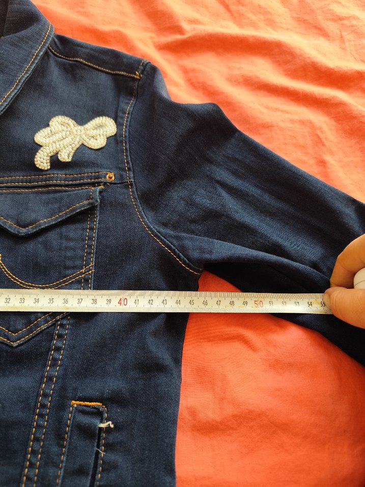 Nakışlı Mavi Kadın Denim Ceket - Görsel 4