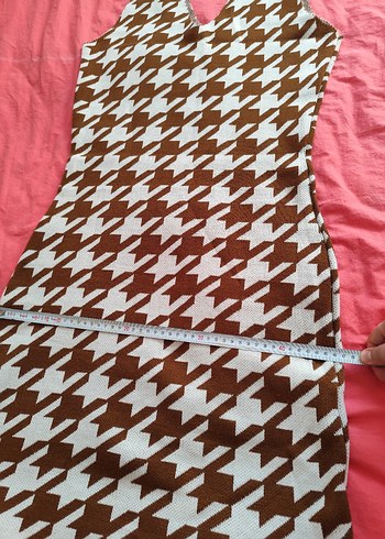 Kadın Kahverengi V Yaka Örme Süveter Elbise - Görsel 4