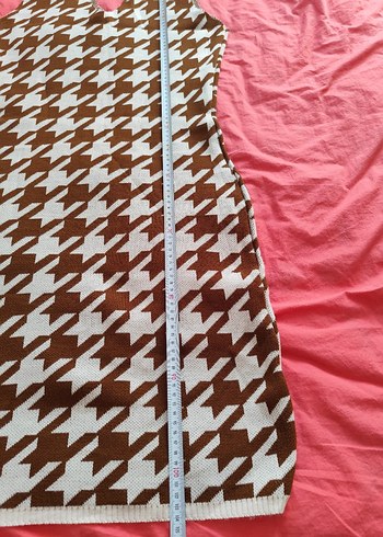 Kadın Kahverengi V Yaka Örme Süveter Elbise - Görsel 2