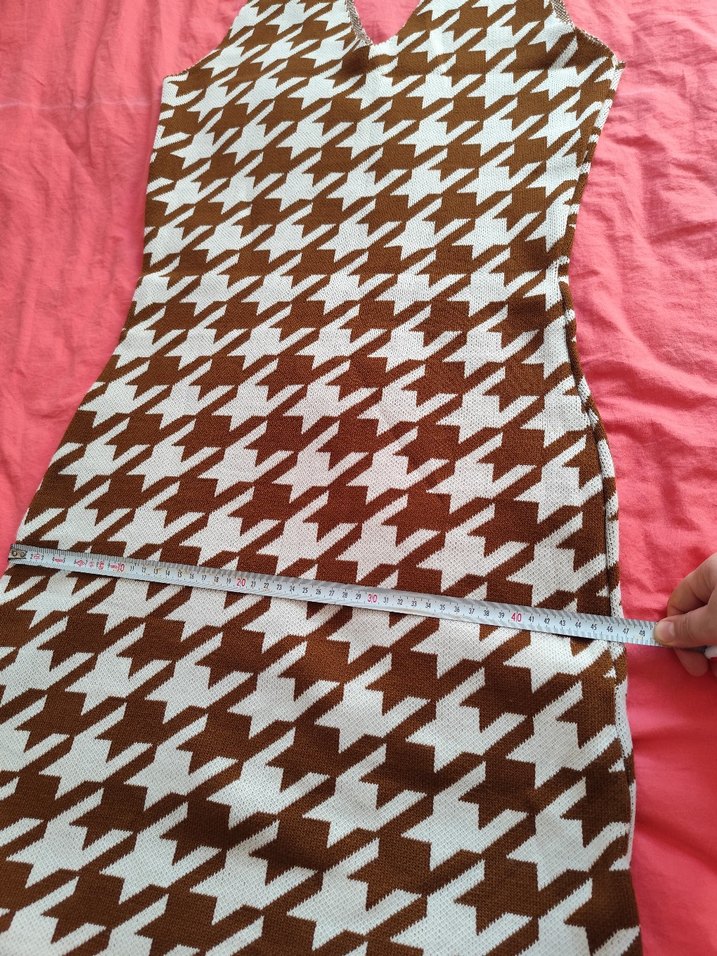 Kadın Kahverengi V Yaka Örme Süveter Elbise - Görsel 4