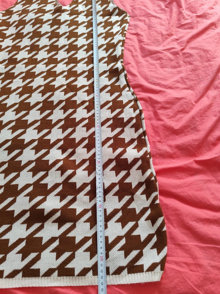 Kadın Kahverengi V Yaka Örme Süveter Elbise - Görsel 2