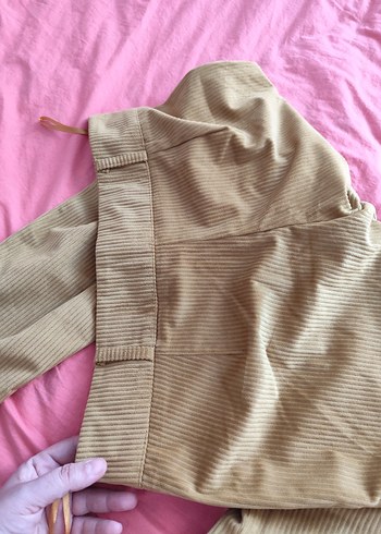 Bej Pilili Kadın Kumaş Pantolon - Görsel 4