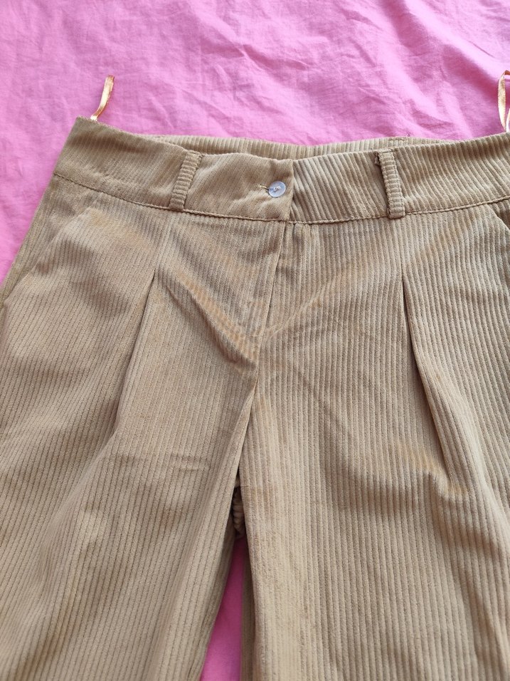 Bej Pilili Kadın Kumaş Pantolon - Görsel 2
