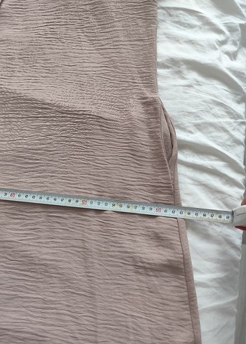 Bej Keten Uzun Kollu Robalı Elbise - Görsel 3