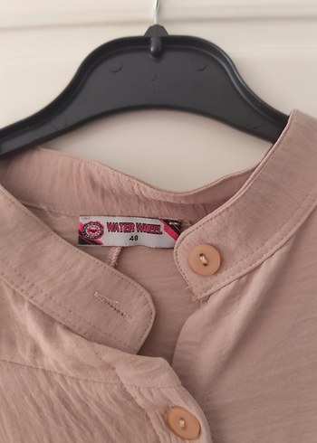 Bej Keten Uzun Kollu Robalı Elbise - Görsel 6