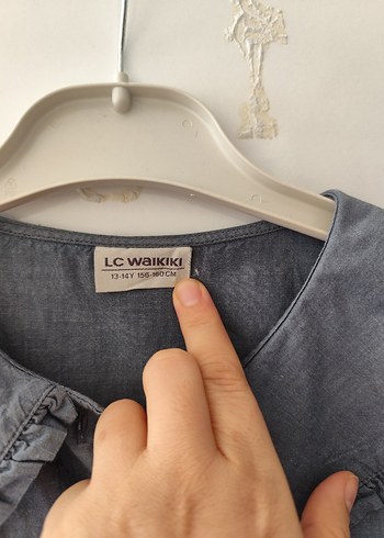 Gri Denim Kadın Gömlek Düğmeli Yaka - Görsel 2