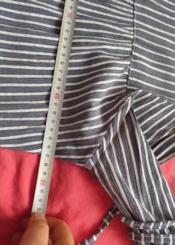 Uzun Kollu Gri Çizgili Keten Gömlek - Görsel 8