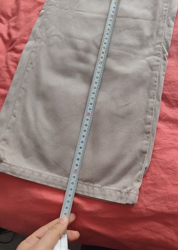 Düğmeli Bej Keten Kadın Pantolon - Görsel 5