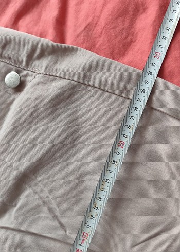 Düğmeli Bej Keten Kadın Pantolon - Görsel 3