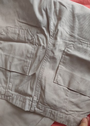 Düğmeli Bej Keten Kadın Pantolon - Görsel 7