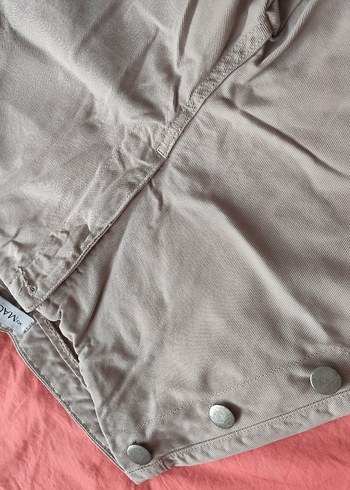 Düğmeli Bej Keten Kadın Pantolon - Görsel 2