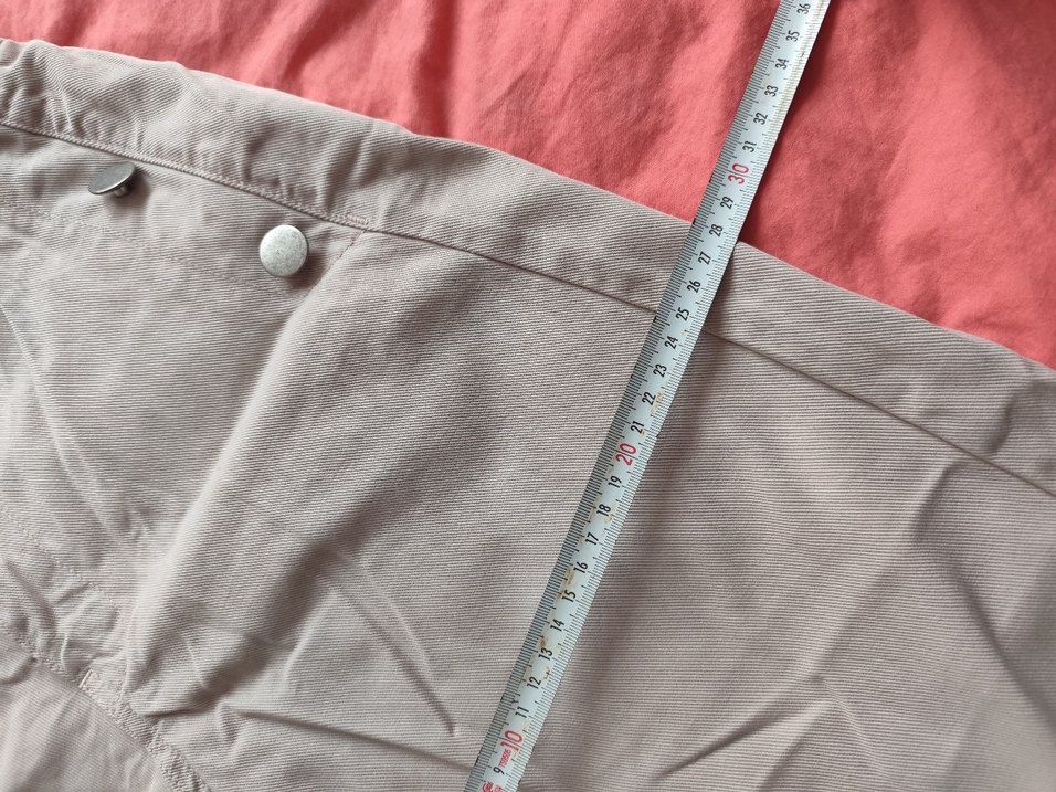 Düğmeli Bej Keten Kadın Pantolon - Görsel 3