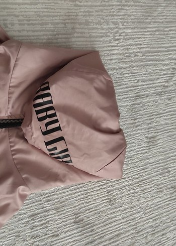 s Beden Pembe Kapüşonlu Fermuarlı Oversize Ceket