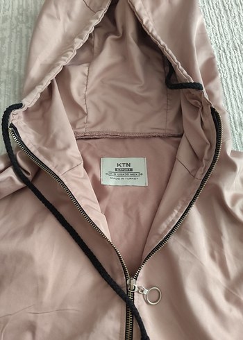 s Beden pembe Renk Pembe Kapüşonlu Fermuarlı Oversize Ceket