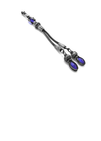Lacivert Zirkon Taşlı 1000 Ayar Gümüş Kazaz Püskül - Görsel 2
