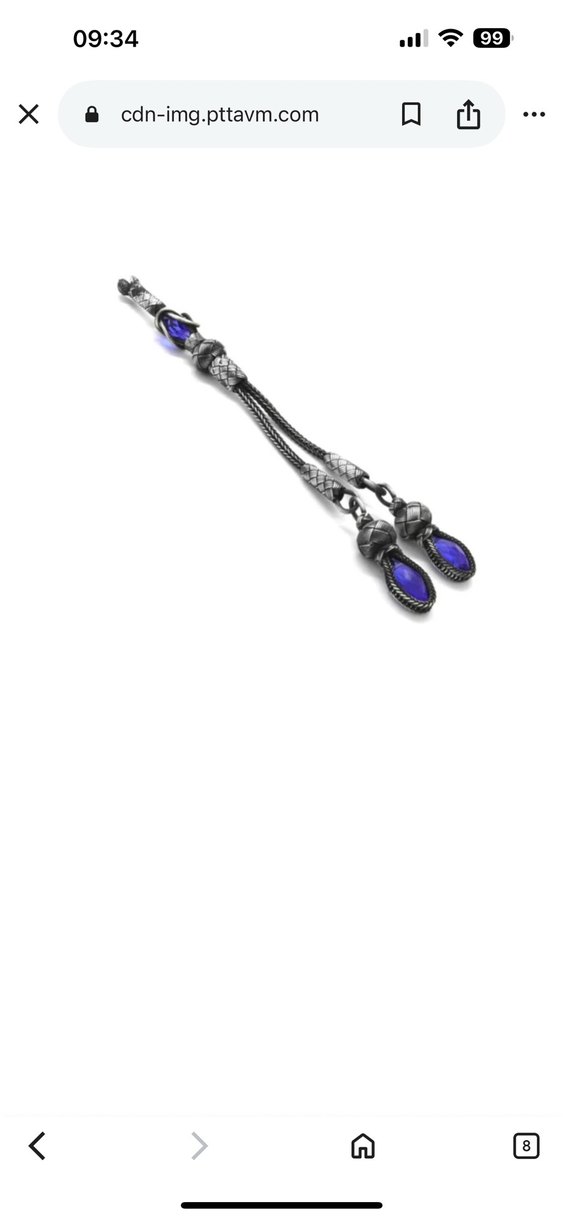 Lacivert Zirkon Taşlı 1000 Ayar Gümüş Kazaz Püskül - Görsel 2