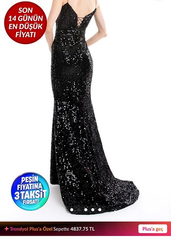 Siyah Parlak Uzun Straplez Abiye Elbise - Görsel 2