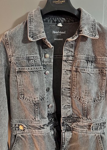 Gri Denim Uzun Kollu Kemerli Elbise - Görsel 4