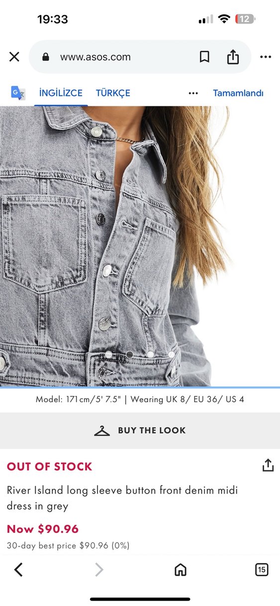 Gri Denim Uzun Kollu Kemerli Elbise - Görsel 2