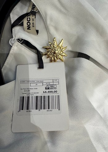 Uzun Kollu Beyaz Drapeli Kadın Elbise - Görsel 5